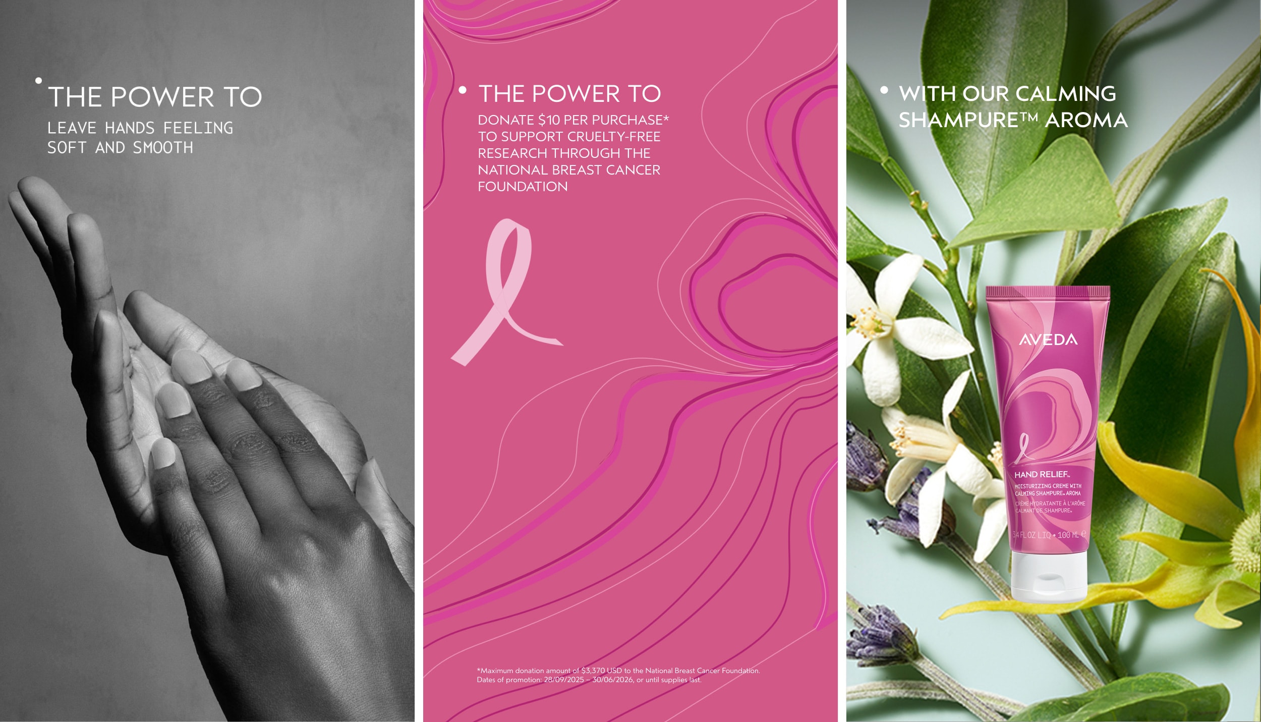 Breast Cancer Campaign 3 Tiles - Limited-Edition Hand Relief with Shampure Aroma